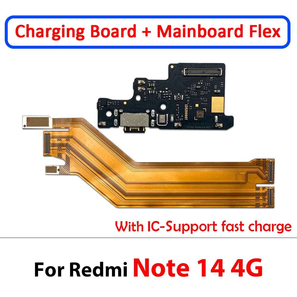 10Pcs Dock Connector Micro USB Charger Charging Port Main Flex Cable Microphone Board For XIaomi Redmi Note 14 Pro Plus 4G 5G  Xiaomi  Xiao mi phone repair parts