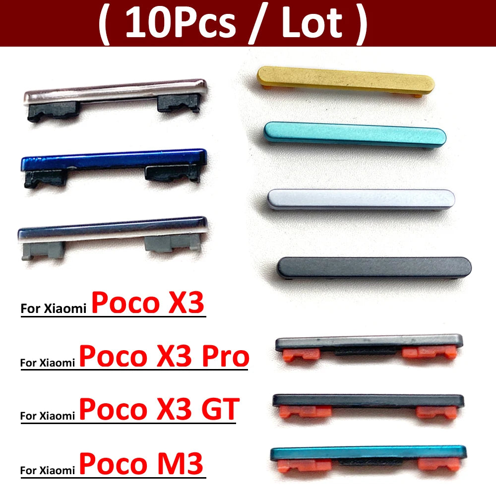 10Pcs, Side Power Button + Volume Side Button For Xiaomi Mi Poco X3 Pro GT M3  Xiaomi  Xiao mi phone repair parts