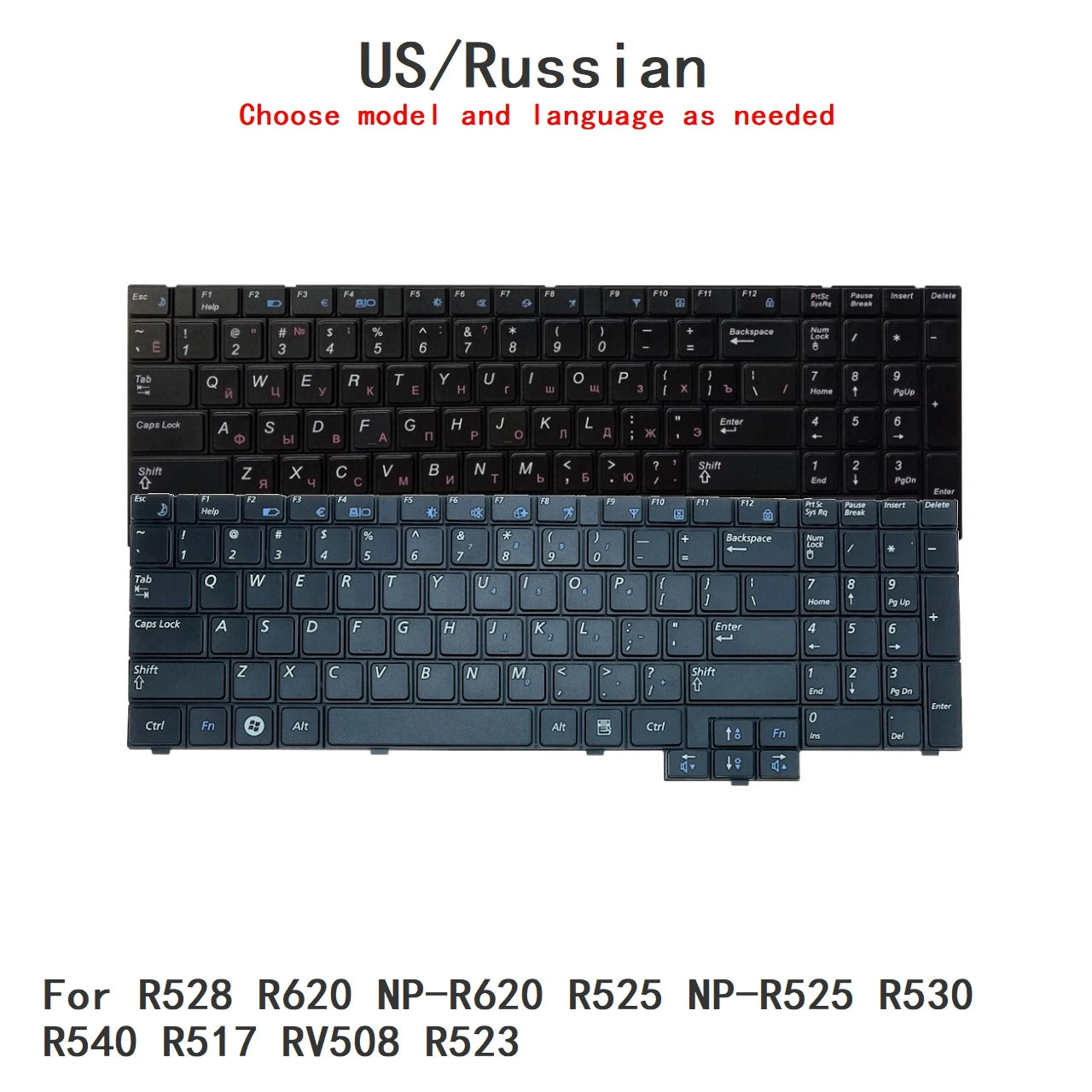 New US Russian Laptop Keyboard For Samsung R528 R620 NP-R620 R525 NP-R525 R530 R540 R517 RV508 R523 SAMSUNG laptop repair parts