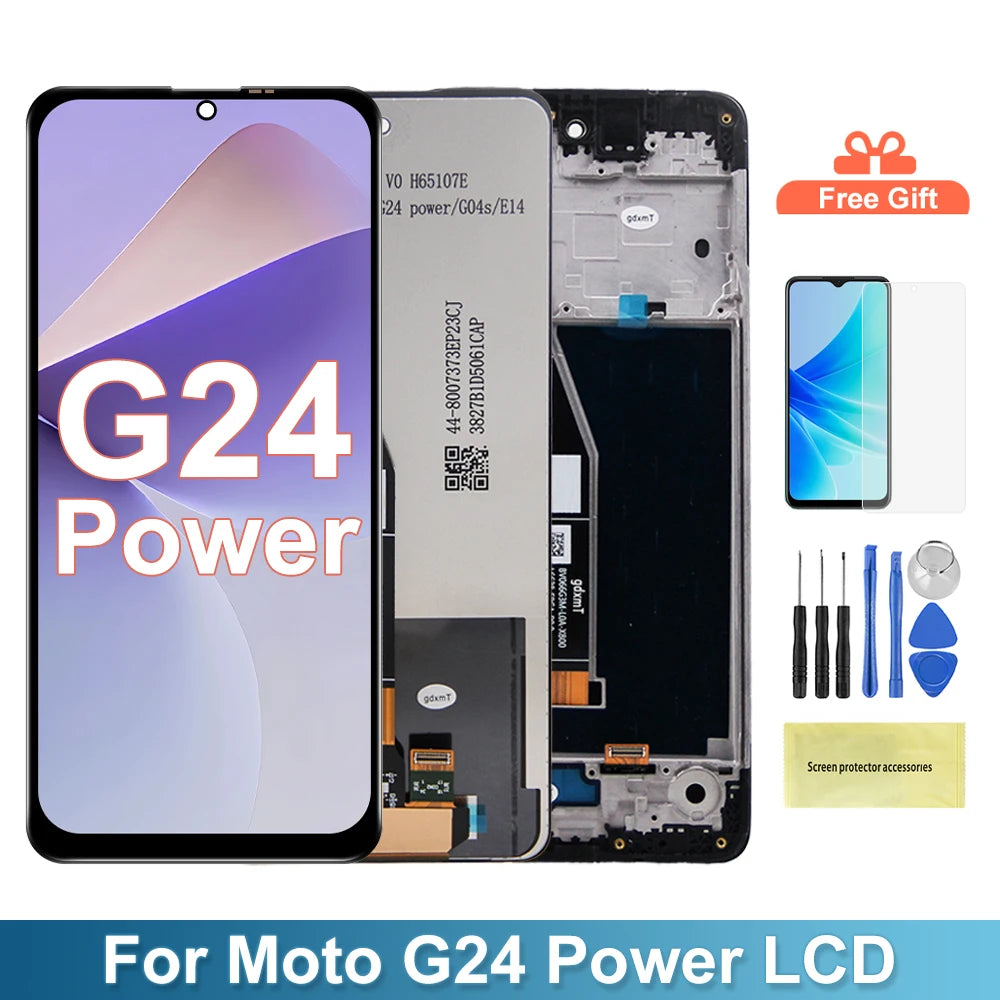 6.56“ For Motorola Moto G24 Power Display LCD Touch Panel Digitizer Assembly Screen For Moto G24 Power With Frame Replacement Motorola phone repair parts