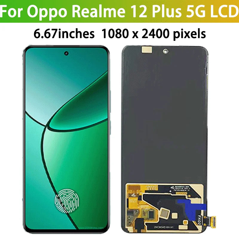 6.67 Super AMOLED For Realme 12+ 5G LCD Display Screen Touch Digitizer For Realme 12 Plus Display RMX3867 Screen Oppo phone repair parts Realme phone repair parts