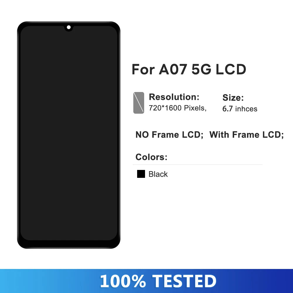 6.7"For Samsung A07 5G SM-A076B SM-A076B/DS A076 LCD Display Digital Touch Screen with Frame For Samsung A07 5G Replacement Part Samsung phone repair parts