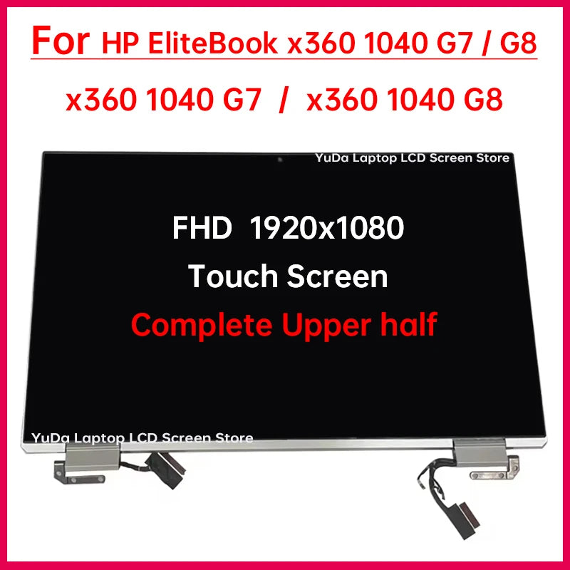14 Inch Laptop LCD Touch Screen For HP Elitebook x360 1040 G7 1040 G8 Display Complete assembly Replacement Upper half 1920x1080 HP laptop repair parts