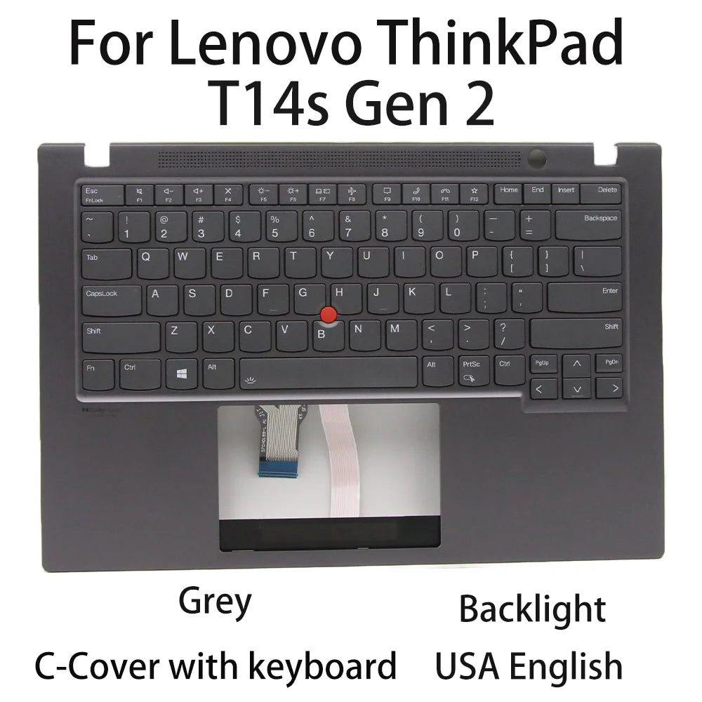 For Lenovo ThinkPad T14s Gen 2 Laptop C-Cover with keyboard USA English Grey Backlight FRU:5M11C85537 5M11C85538 Lenovo laptop repair parts