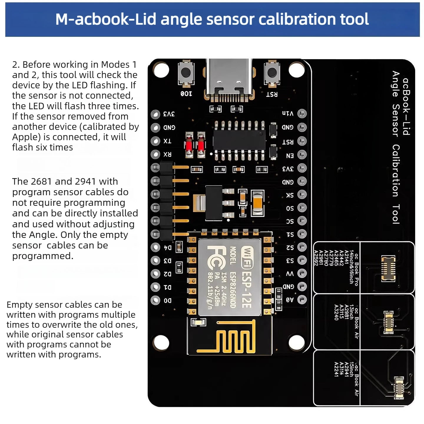 For Mac-book LAS Lid Angle Sensor Calibration Tool A2681/2485/2141/2442/2465/2779/2780/2961/2592/2981/3115/3240 sleeping Sensor