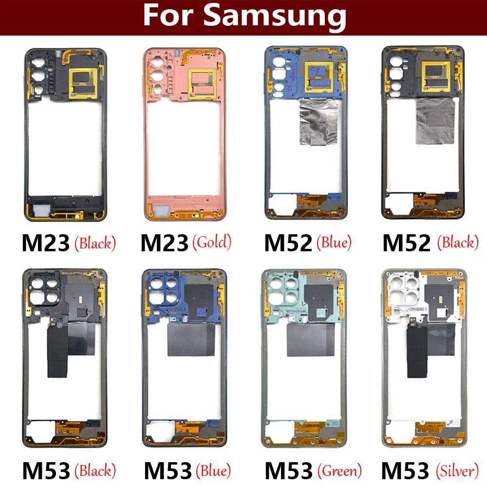 New Middle Frame For Samsung M23 M52 M53 M51 M54 M62 M35 5G M526B M536B M625F Door Housing Bezel Repair Parts Samsung phone repair parts