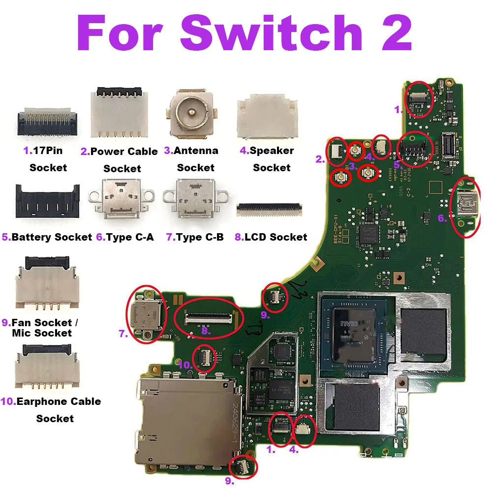 1-5PCS Type-C Charging Port Fan / Mic / Antenna / Battery Socket LCD Screen FPC Connector Game console repair parts