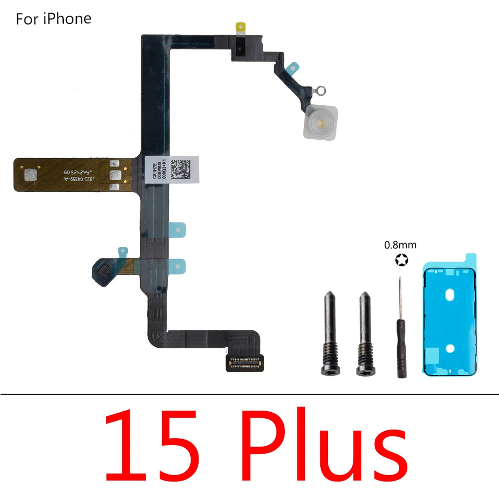 1set LED Flash Flex Cable For iPhone 16 Plus 15 Pro Max 14 13 Mini Proximity LED Light Sensor Ambient Flashlight iPhone phone repair parts