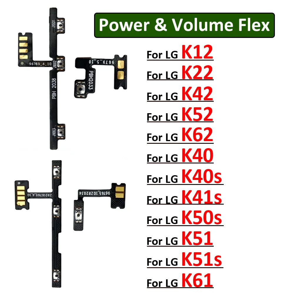 Power Flex Cable ON OFF Switch Button Flex Cable For LG K22 K50s k51 k51s K40 K40s K41s K61 K42 K52 K62 K12 Plus Replacement   LG phone repair parts