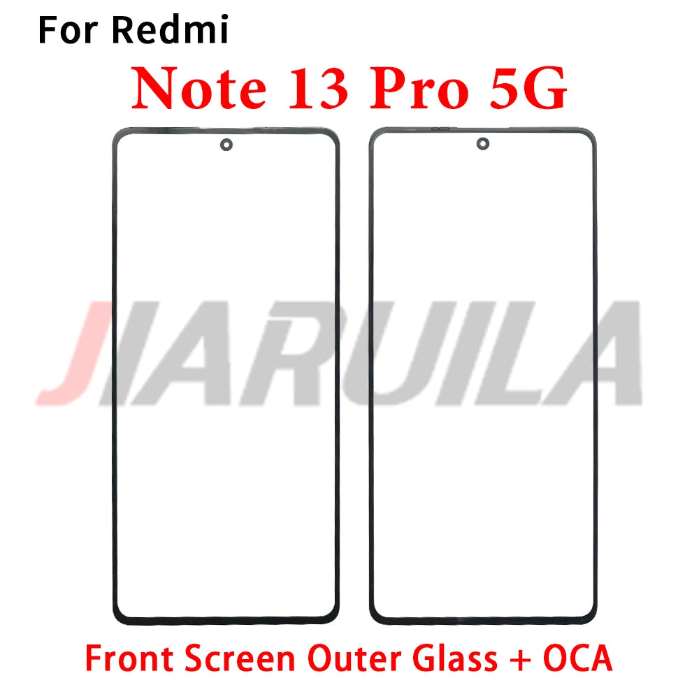 New Screen Front Outer Glass + OCA For Xiaomi Redmi Note 10 10s 11 11s 12 12s 13 Pro Plus 4G 5G Screen Touch Panel Glass Xiaomi  Xiao mi phone repair parts