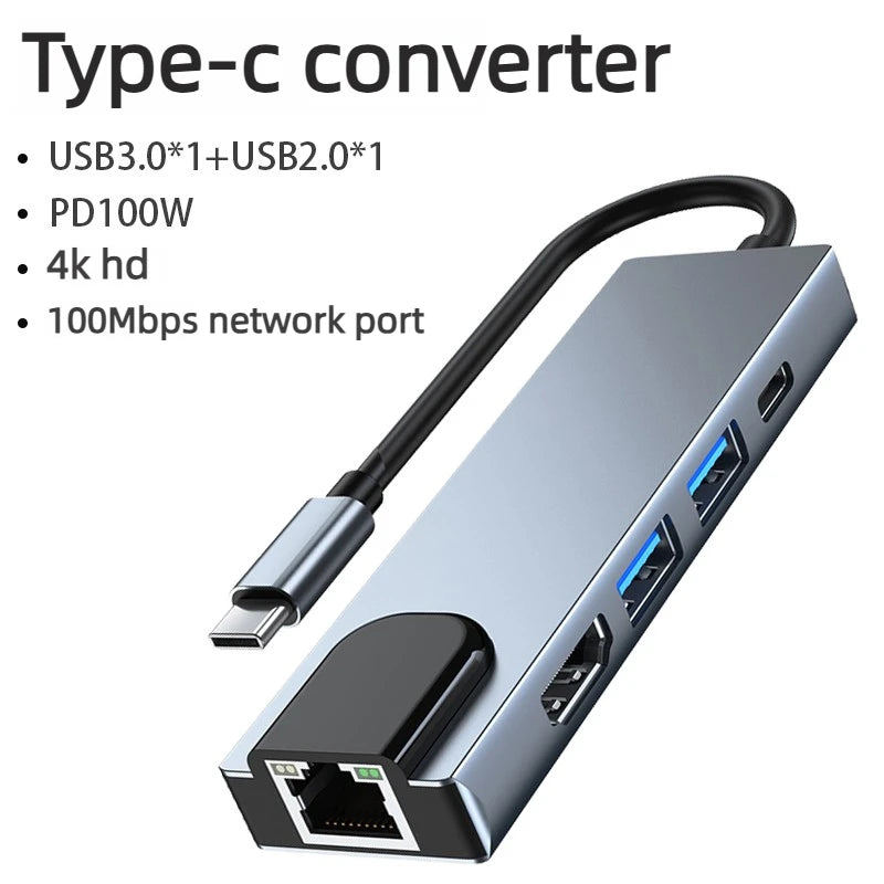 8K 4K 2K 30/60/240Hz USB Type C Docking Station to HDMI VGA RJ45 Adapter USB 3.0 HUB Splitter For Laptop phone Laptop Accessories