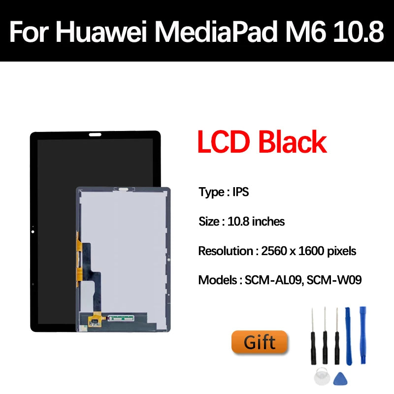 AAA+ 10.8" OEM For Huawei MediaPad M6 10.8 SCM-AL09 SCM-W09 LCD Display Touch Sensor Glass Screen Digitizer Assembly Replacement Tablet repair parts