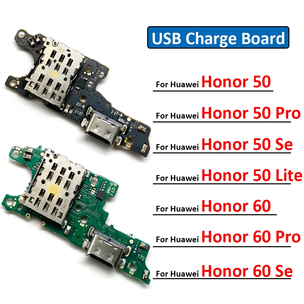 New For Huawei Honor 50 60 Pro Se Lite Dock Connector Micro USB Charger Charging Port Flex Cable Microphone Board Huawei phone repair parts