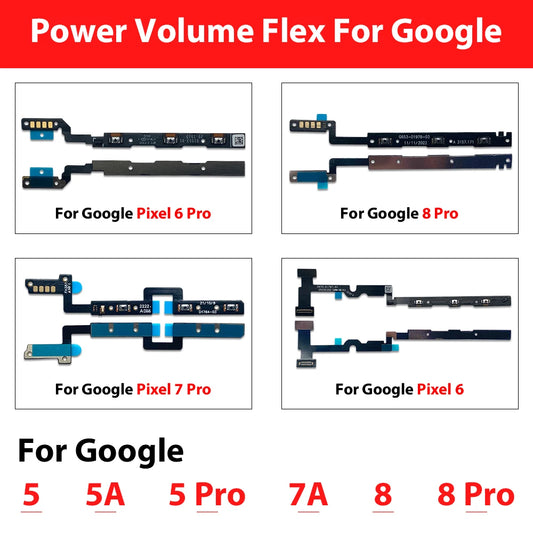 Power Switch On/Off Button Volume control Key Button Flex Cable For Google Pixel 5 5A 6 6A 7 7A 8 9 Pro XL Google Pixel Phone repair parts