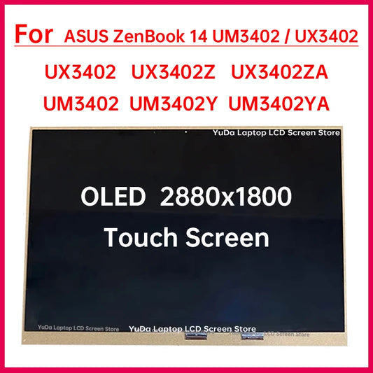 14" Laptop LCD Touch Screen For ASUS ZenBook 14 UM3402 UM3402YA UX3402 UX3402ZA Display Digitizer Assembly Replacement 2880x1800 ASUS laptop repair parts