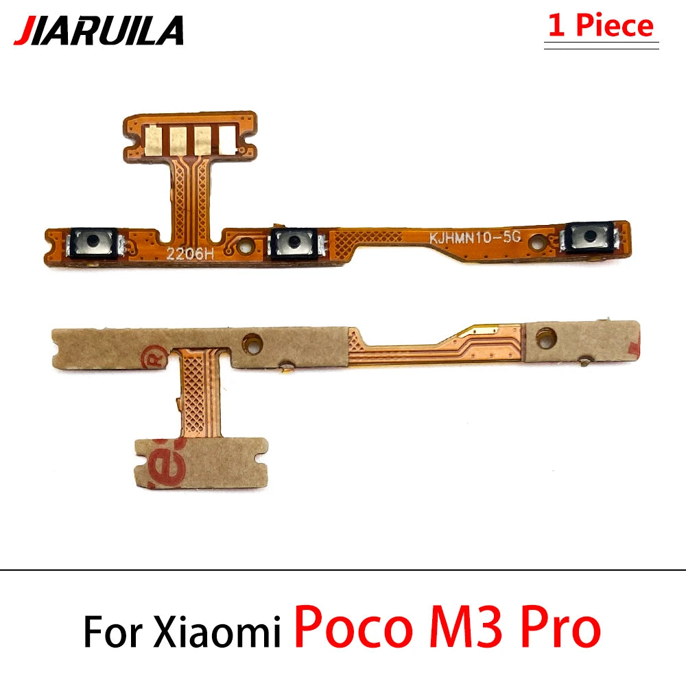10Pcs, Power On Off Volume Side Button Key Flex Cable For Xiaomi Poco F4 F5 M3 M4 X3 X4 X5 X6 Pro 4G 5G GT Xiaomi  Xiao mi phone repair parts