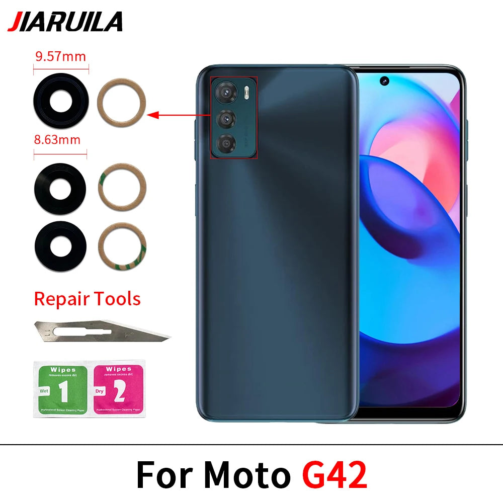 Rear Back Camera Glass Lens With Adhesive For Motorola Moto G22 G32 G42 G52 G62 G13 G23 G53 G73 G14 G24 G34 G54 G84 G04 G82 5G Motorola phone repair parts