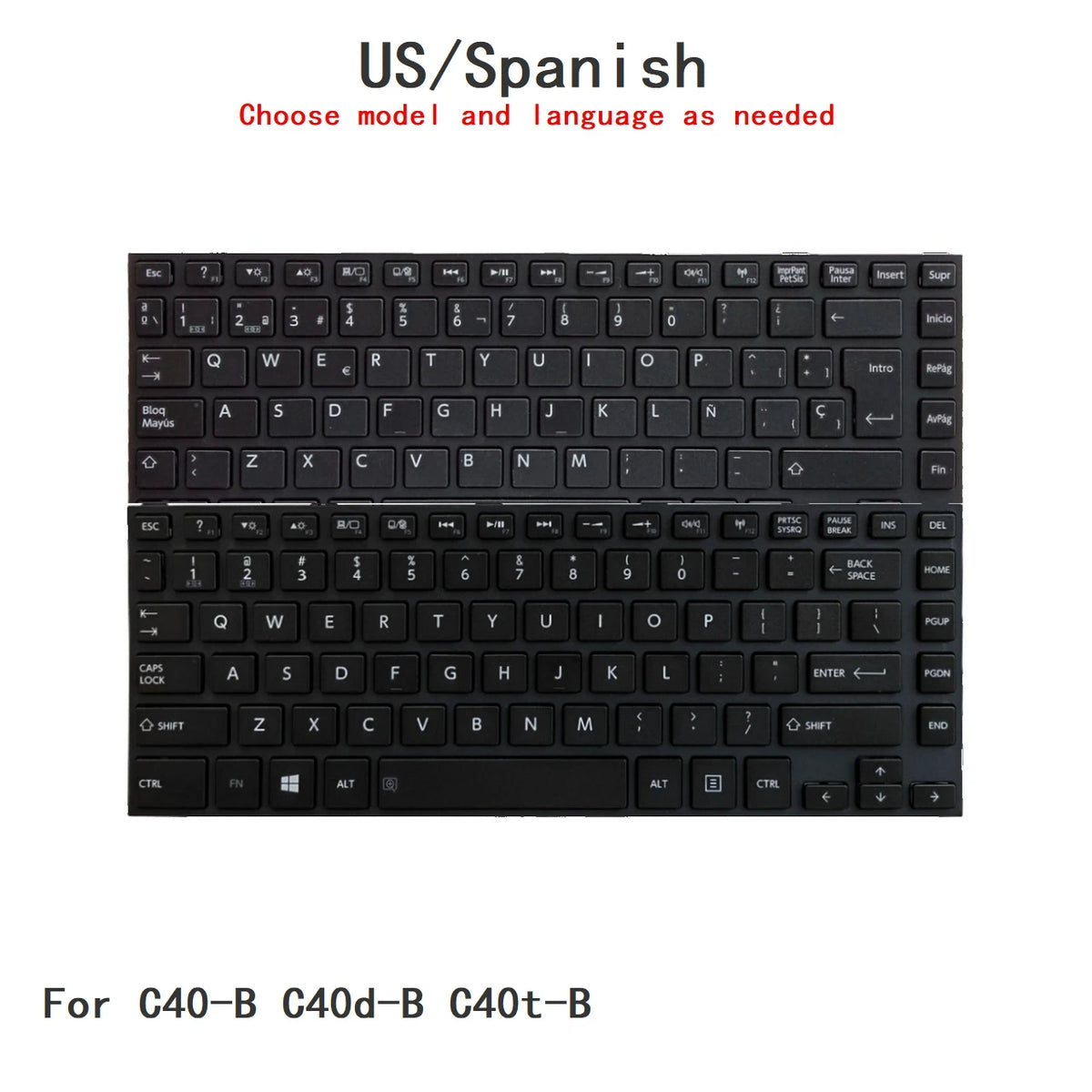 New US Spanish Language  Keyboard For Toshiba C40-B C40d-B C40t-B Notebook PC Replacement Keyboard