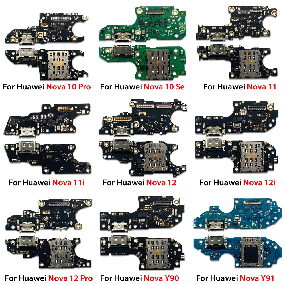 USB Charge Port Jack Dock Connector Charging Board Flex Cable For Huawei Nova 10 11 11i 12 12i Pro Se Y60 Y61 Y70 Y71 Y90 Y91 Huawei phone repair parts