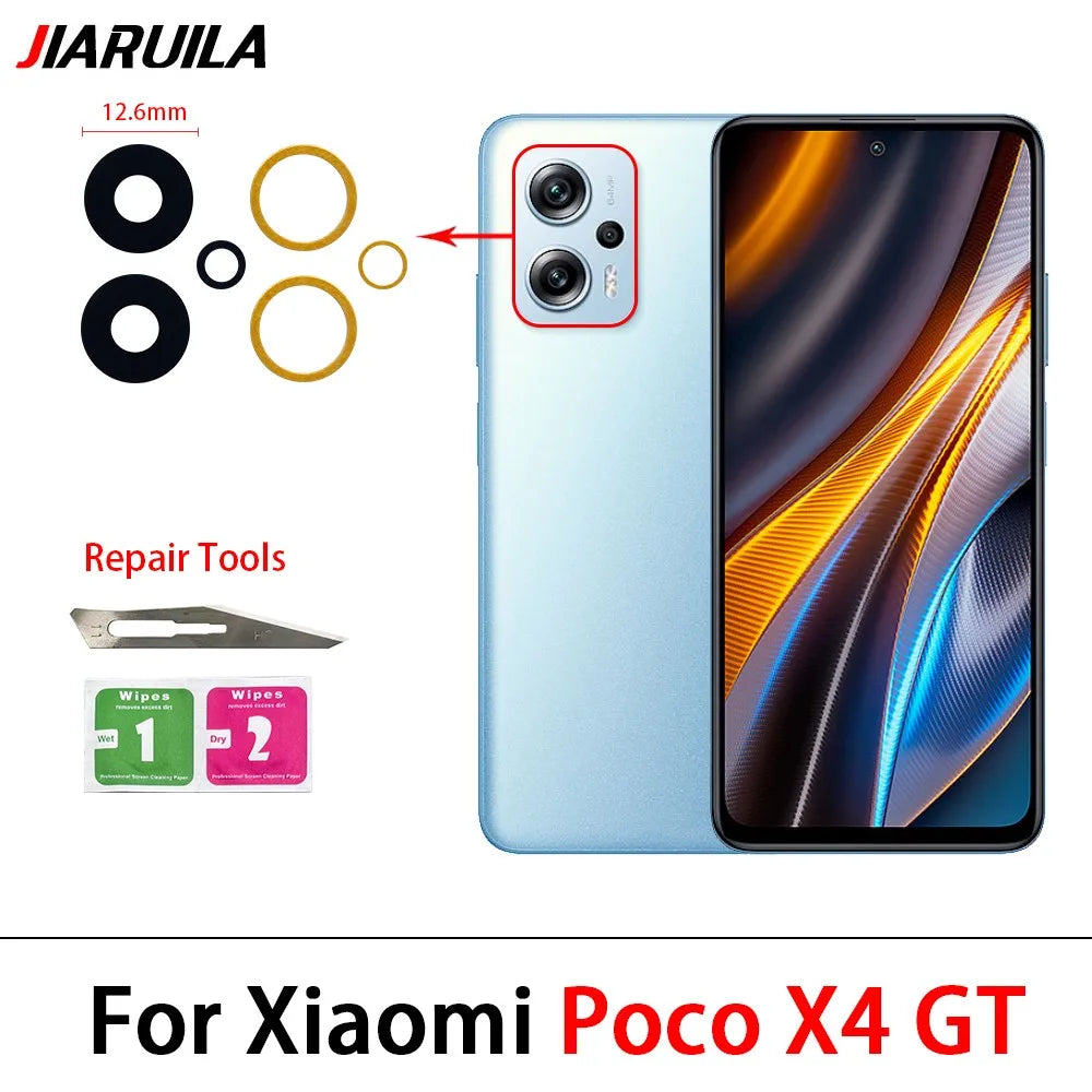 2Pcs/Lot, Back Rear Camera Glass Lens For Xiaomi Poco F3 F4 F5 M3 M4 M5 X3 X4 X5 Pro 4G 5G GT With Adhesive  Xiaomi  Xiao mi phone repair parts