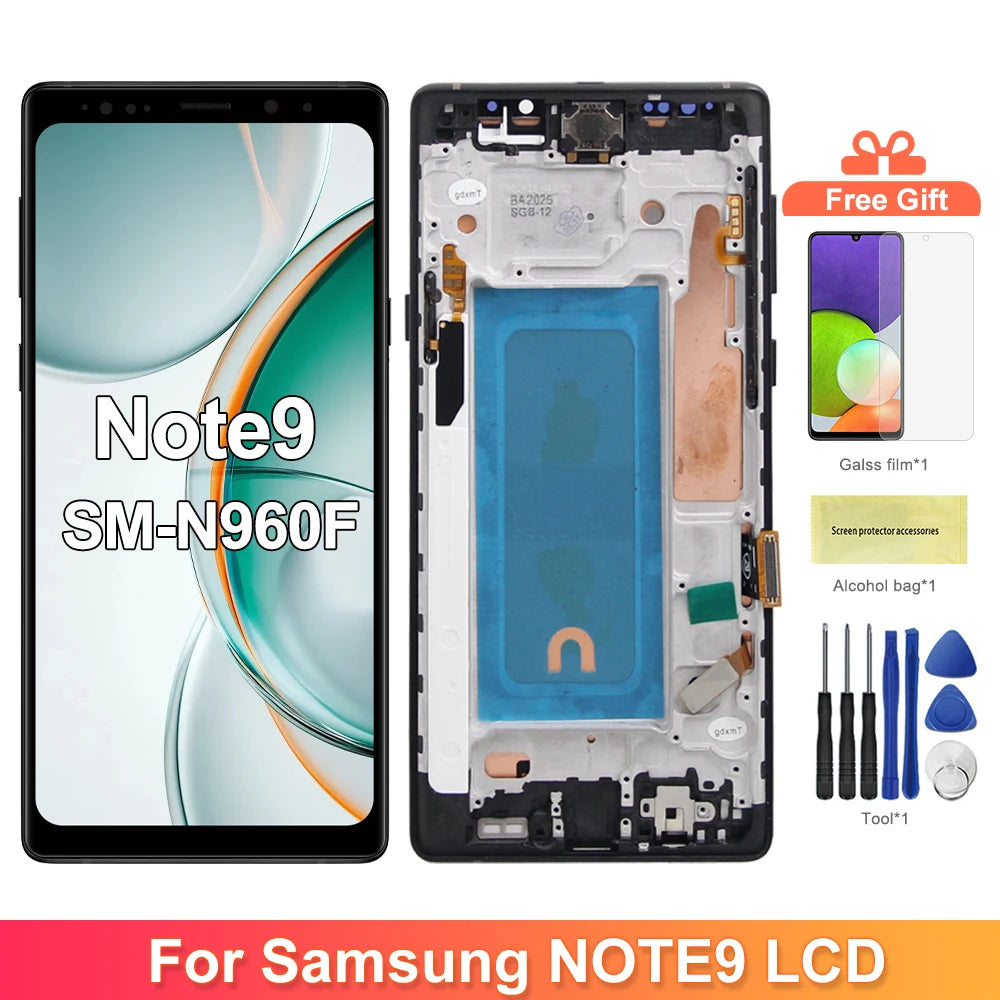 Screen for Samsung Galaxy Note9 N960F N960F/DS N960U Lcd Display Digital Touch Screen with Frame for Samsung Note 9 Assembly Samsung phone repair parts