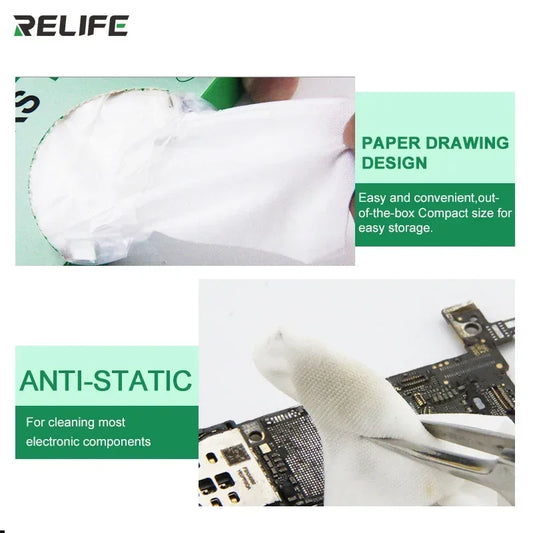 RELIFE RL-045 Mobile Phone Screen Motherboard Cleaning Cotton Anti-static Cleanroom Wipers Absorbent Cleaning Professional Repair Tools