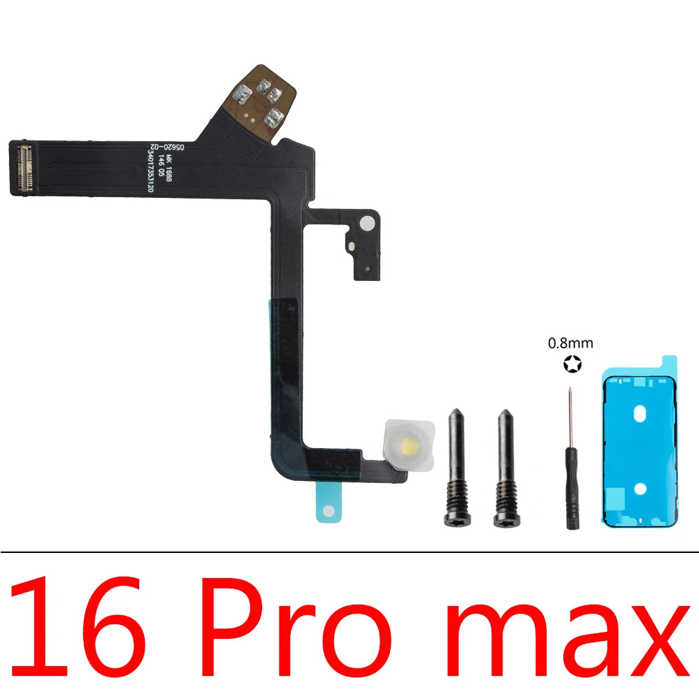 1set LED Flash Flex Cable For iPhone 16 Plus 15 Pro Max 14 13 Mini Proximity LED Light Sensor Ambient Flashlight iPhone phone repair parts