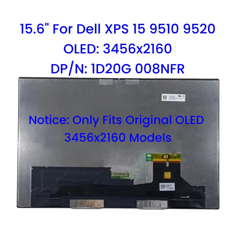 15.6" For Dell XPS 15 9510 9520 OLED Touch Screen Assembly ATNA56XG01-0 3.5K 3456x2160 DP/N 1D20G 01D20G 008NFR Dell laptop repair parts