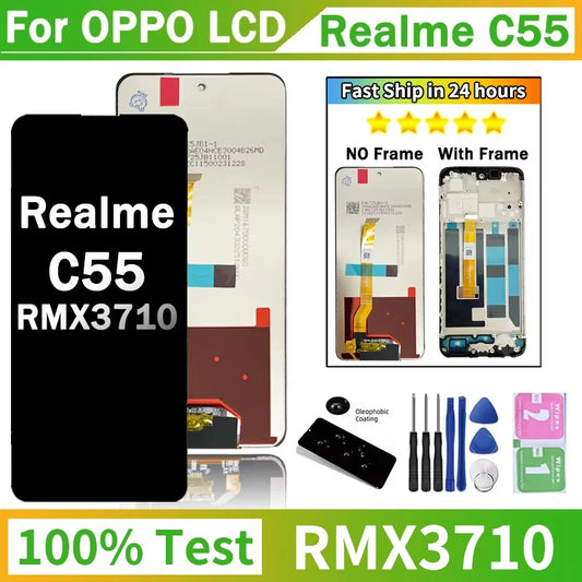 6.72"Tested LCD For OPPO Realme C55 RealmeC55 RMX3710 LCD Display Touch Screen Digitizer Assembly Replacement LCD Oppo phone repair parts Realme phone repair parts