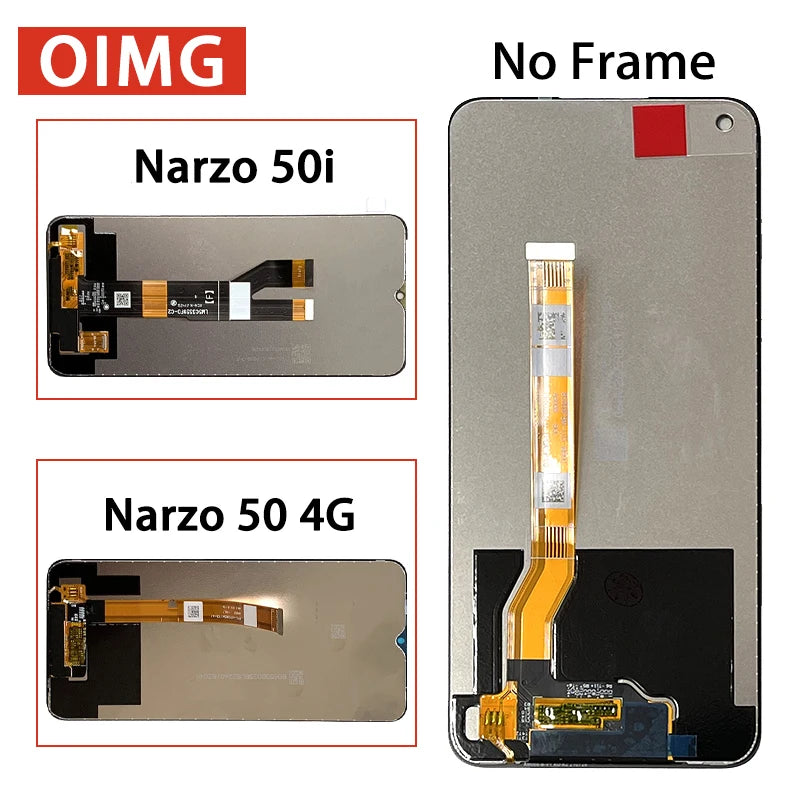 OEM For Oppo Realme Narzo 50 50i 50A LCD Display Touch Screen Digitizer Assembly RMX3286  RMX3235 RMX3430 Display With Frame Oppo phone repair parts Realme phone repair parts