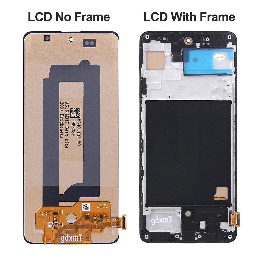 A51 Display Screen With Frame, for Samsung Galaxy A51 A515 A515F Lcd Display Touch Screen Digitizer Replacement 100% Tested Samsung phone repair parts