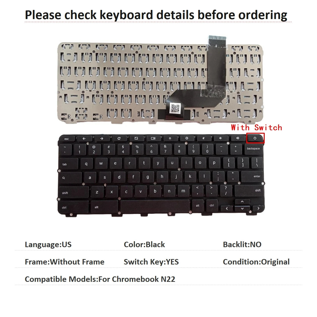 New US Spanish Language  Keyboard For Lenovo Chromebook N22 Notebook PC Replacement Keyboard Lenovo laptop repair parts