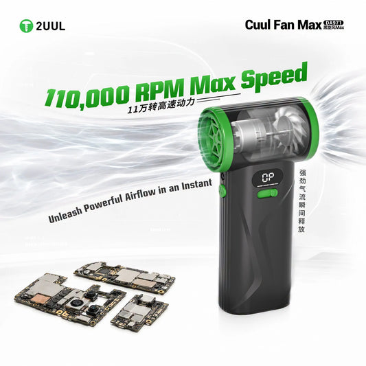 2UUL DA971 Cuul Fan Max 3-in-1 Turbo Fan 110000RPM Cooling Suction Cleaning Tool with Multiple Nozzles for Phone PCB Repair Professional Repair Tools