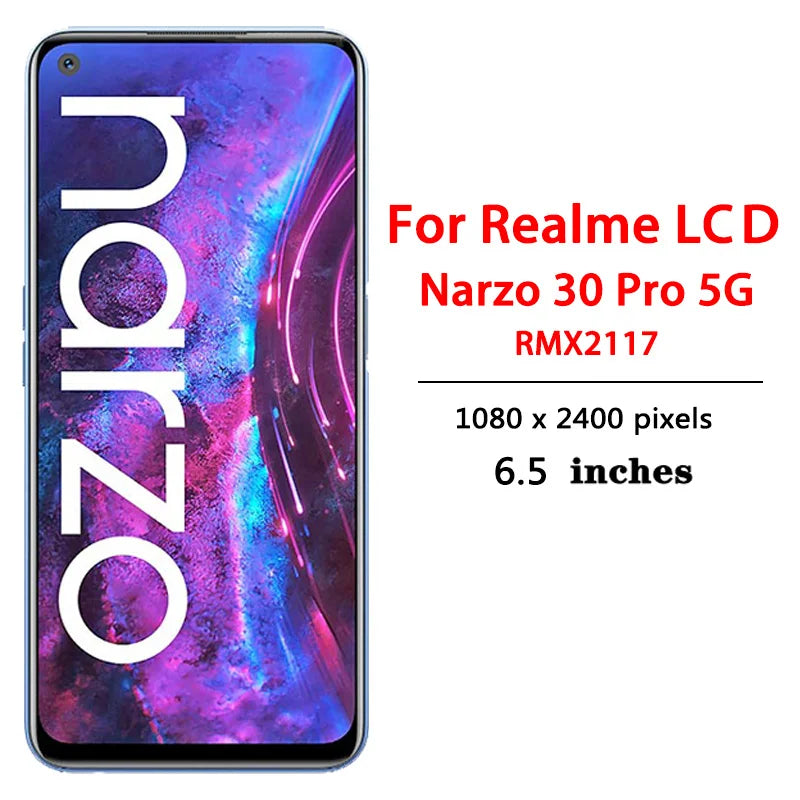 AAA+ For Oppo Realme Narzo 30 4G/5G LCD RMX2156 RMX3242 LCD Display Touch Panel Digitizer For Realme Narzo 30 Pro 5G RMX2117 Oppo phone repair parts Realme phone repair parts