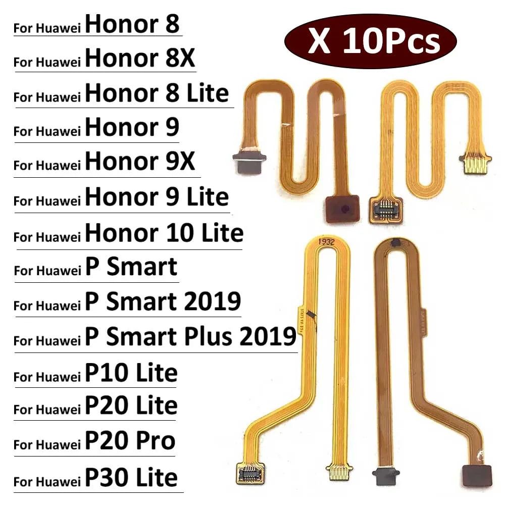 10Pcs, Fingerprint Sensor Touch ID Connecter Flex Cable For Huawei Honor 8 9 10 7X 8X 9X P10 P20 P30 Lite Pro P Smart Plus 2019 Huawei phone repair parts