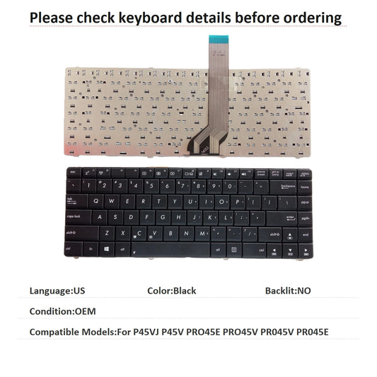 New US Language  Keyboard For ASUS P45VJ P45V PRO45E PRO45V PR045V PR045E Notebook PC Replacement Keyboard ASUS laptop repair parts