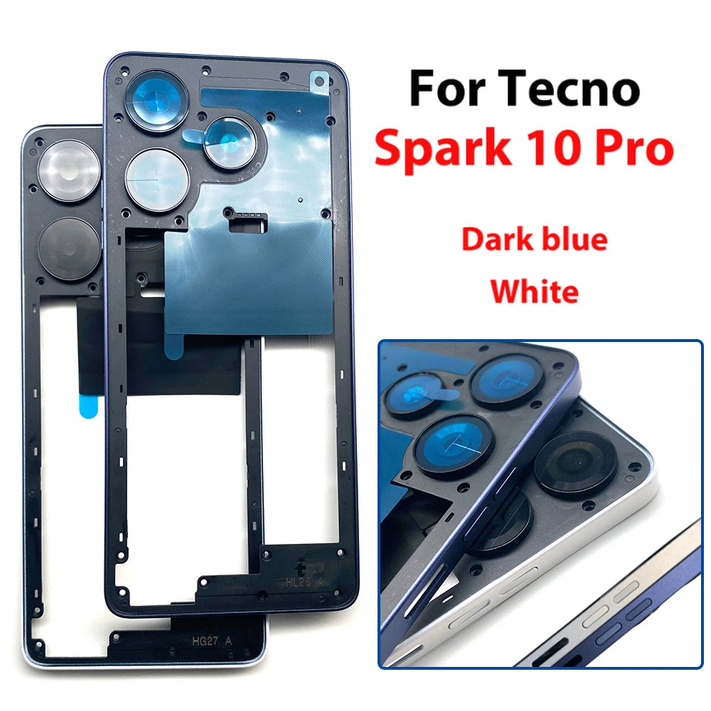 Middle Frame For Tecno Spark 10 Pro KI7 Middle Frame Housing Bezel With Side Button Repair Parts Tecno phone repair parts