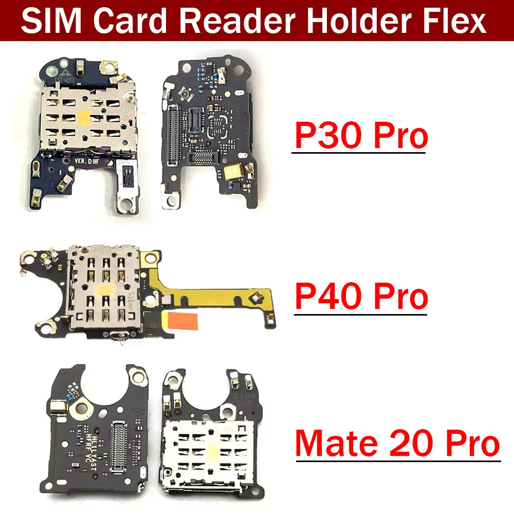 For Huawei P30 Pro / P40 Pro / Mate 20 Pro SIM SD Card Reader Holder Conecction Board With Microphone Flex Cable Huawei phone repair parts