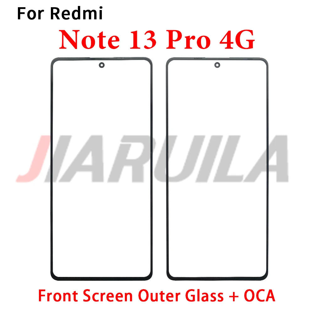 New Screen Front Outer Glass + OCA For Xiaomi Redmi Note 10 10s 11 11s 12 12s 13 Pro Plus 4G 5G Screen Touch Panel Glass Xiaomi  Xiao mi phone repair parts