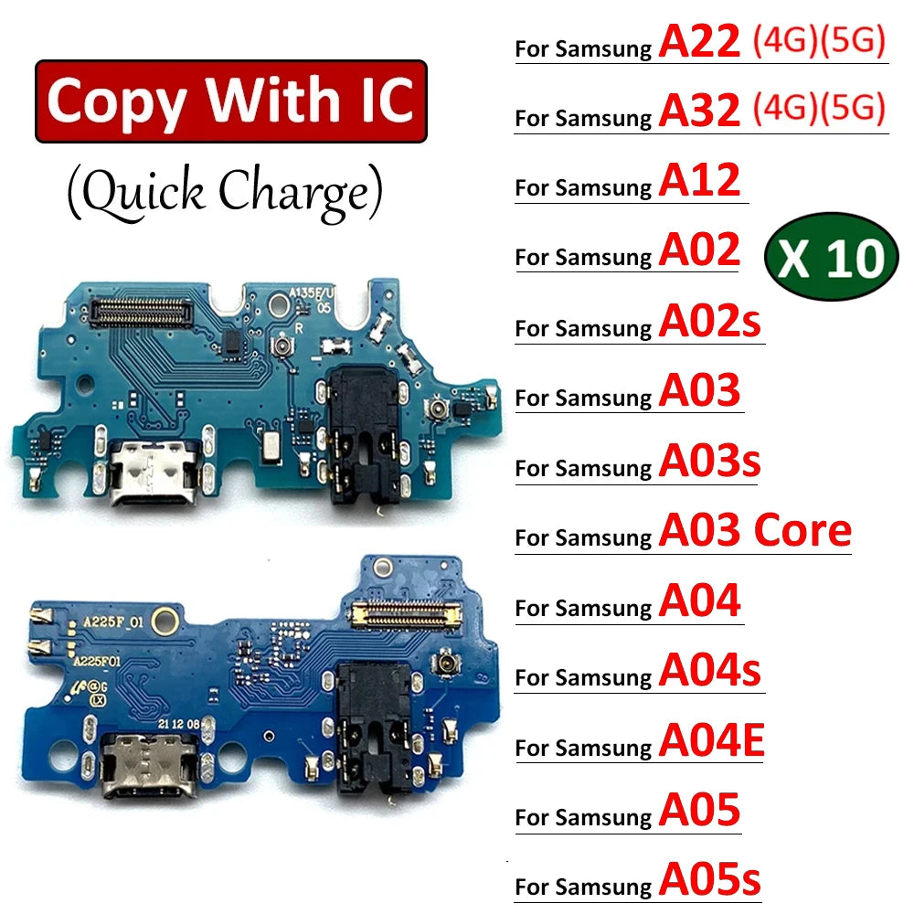 10Pcs USB Charging Port Dock Charger Connector Board Flex Cable For Samsung A22 A32 A12 A02 A03 A04 A04s A04E A05 A05s 4G 5G Samsung phone repair parts