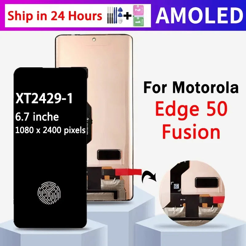 6.7'' P-OLED Edge50Fusion Display For Motorola Moto Edge 50 Fusion LCD Display Touch Screen Digitizer Assembly With Fingerprint Motorola phone repair parts