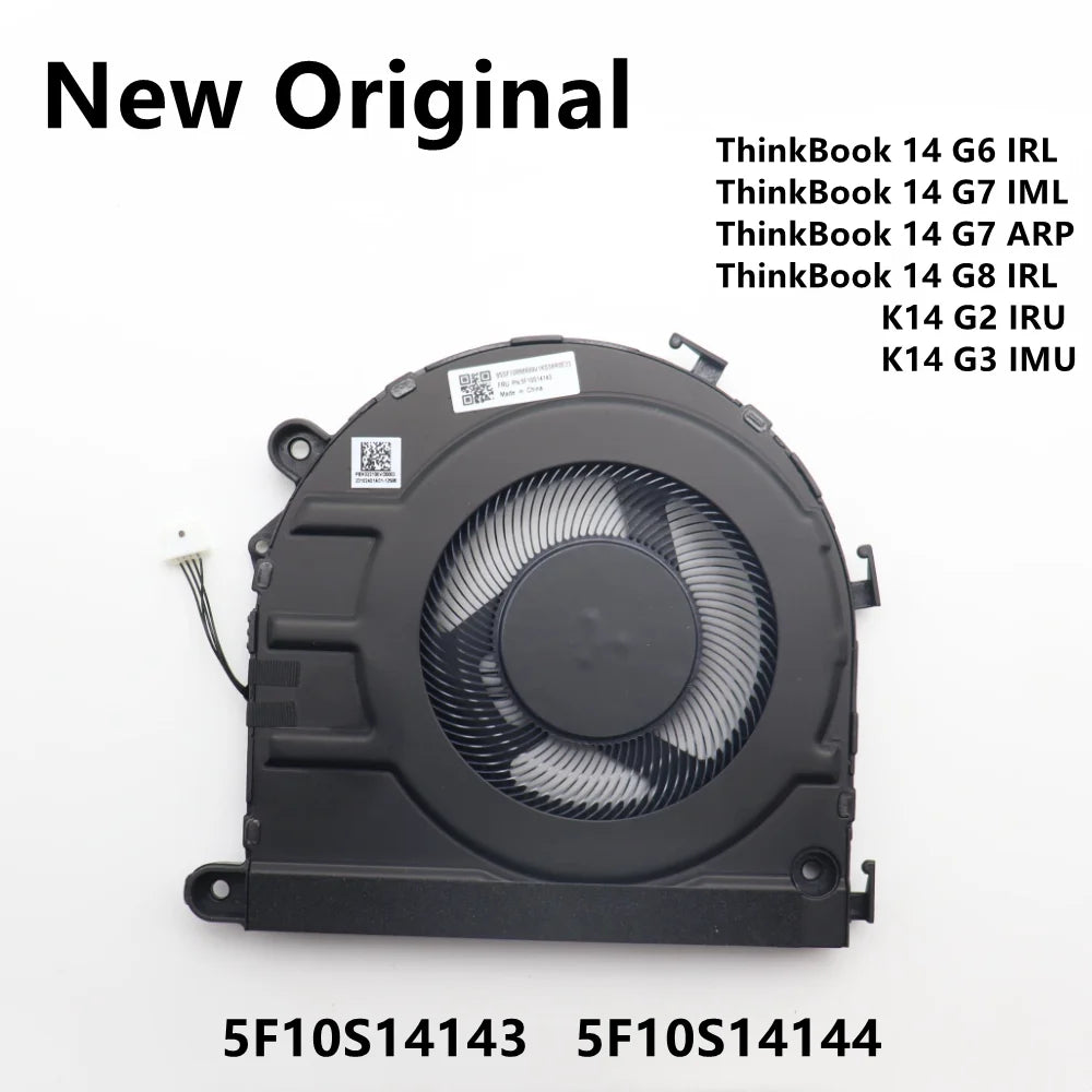 New Original For Laptop Lenovo ThinkBook 14 G6 IRL/G7 IML/G7 ARP/G8 IRL  K14 G2 IRU/G3 IMU CPU Cooling Fan FRU PN:5F10S14143/4 Lenovo laptop repair parts