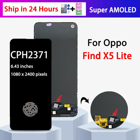 6.43"Super AMOLED For Oppo Find X5 Lite 5G LCD CPH2371 Display Touch Screen Digitizer For Oppo Find X5Lite 5G LCD Frame  Oppo phone repair parts