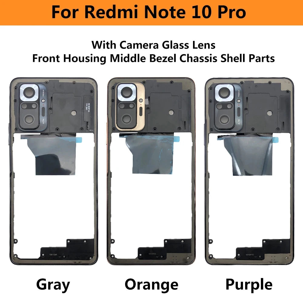 New Back Rear Camera Glass Lens With Circle Cover Frame For Redmi Note 10 Note10 Pro 10S With Adhensive Redmi phone repair parts
