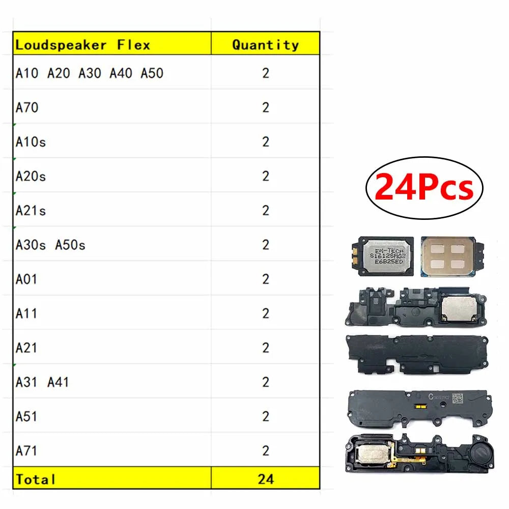 24Pcs Loud Speaker Buzzer Ringer Flex Cable For Samsung A10S A20S A30S A50s A21s A10 A20 A30 A50 A70 A71 A11 A01 A21 A31 A51 Samsung phone repair parts