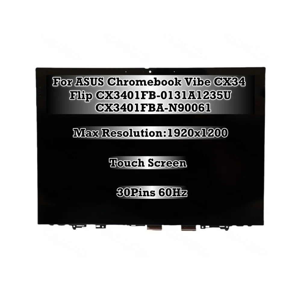 14'' For ASUS Chromebook Vibe CX34 Flip CX3401FB-0131A1235U CX3401FBA-N90061 1920×1200 Touch LCD Screen Assembly ASUS laptop repair parts