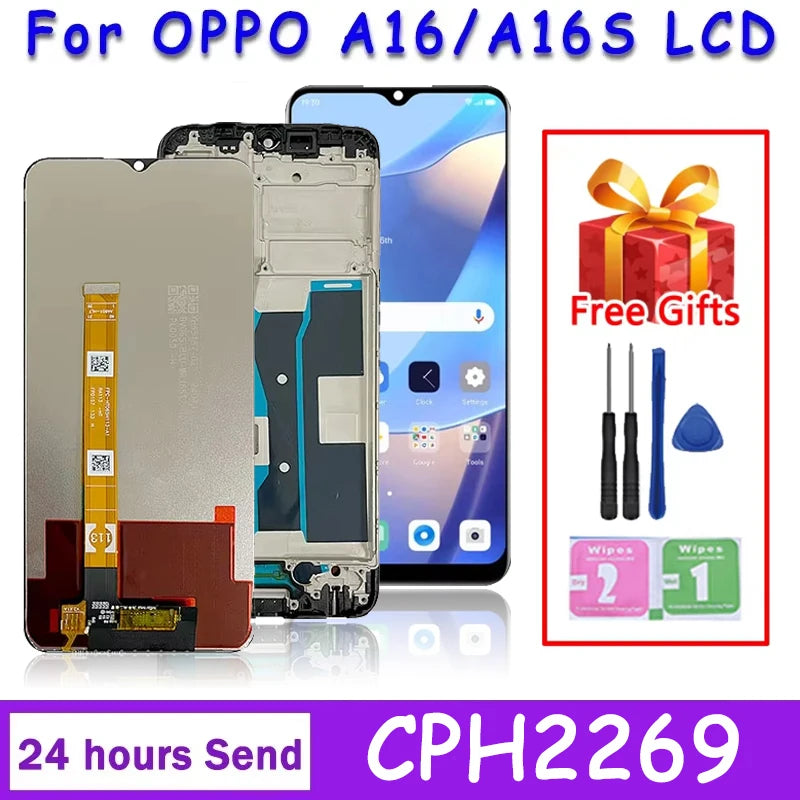 A16 Display Screen For Oppo A16 CPH2269 Display Touch Screen Digitizer Assembly For Oppo A16s CPH2271 Display Replacement Oppo phone repair parts Realme phone repair parts