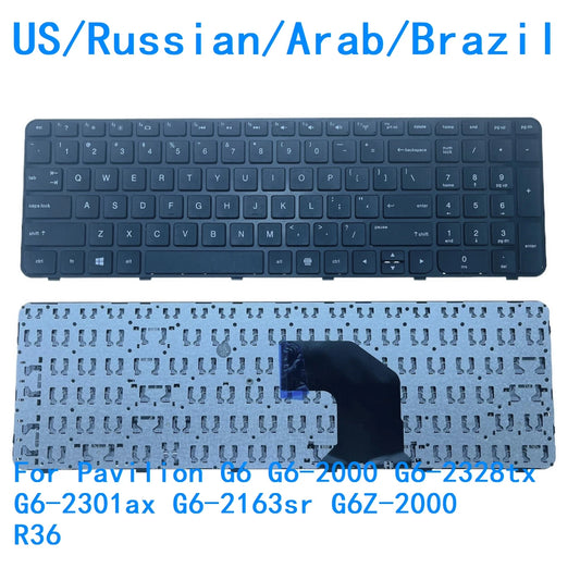 New US Russian Arab Brazil Language Keyboard For HP Pavilion G6 G6-2000 G6-2328tx G6-2301ax G6-2163sr G6Z-2000 R36 Keyboard  HP laptop repair parts