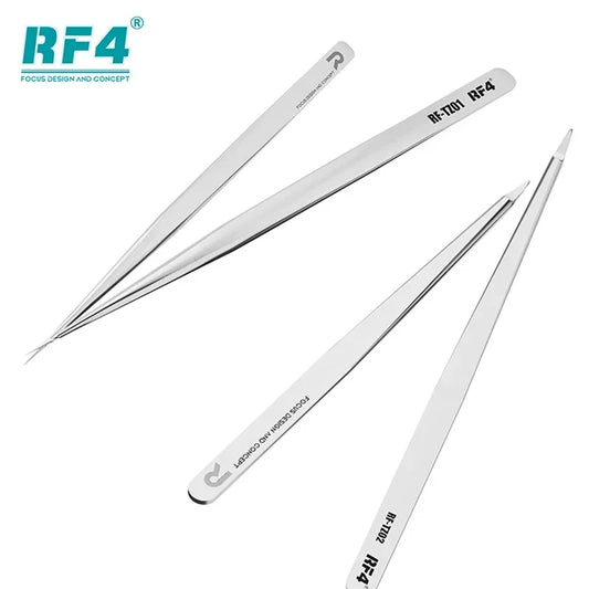 RF4 RF-TZ01/02 New Ultra Sharp Stainless Steel Non-Magnetic Tweezers Mobile Phone Flying Wire IC Chip Repair Clamping Tweezer Professional Repair Tools