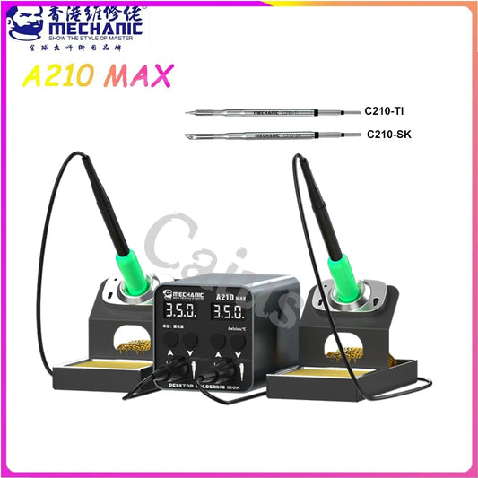 MECHANIC A210 Max Dual Constant Temperature Soldering Station 5 Storage Universal C210 Soldering Iron Handle Rework Station Tool Professional Repair Tools